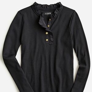 🛍️ J CREW - NWT Ruffle Collar Vintage Rib Long Sleeve  - Size Large